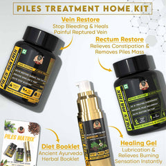 PILES MATRIX KIT - Piles Ayurvedic Supplements & Gel | Get Vein Restore + Rectum Restore + Healing Gel + Diet Booklet | Treats Hemorrhoids | 100% Natural